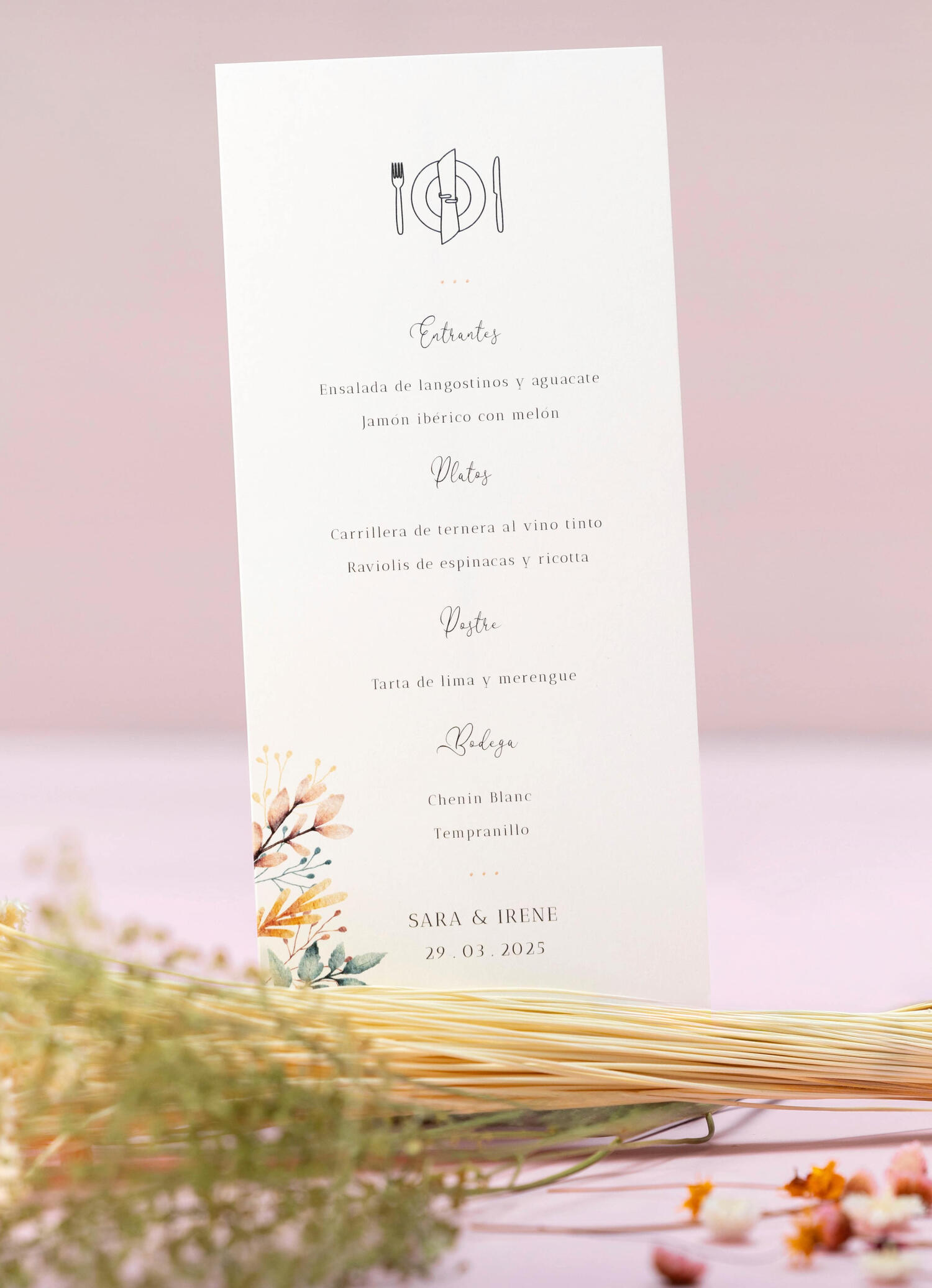 Menú de la invitación Primavera Menú de la invitación Primavera de la colección Armonía